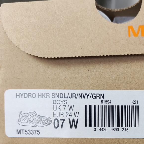 Merrell Little Kid's Size 7 Hydro Hiker Sandals Wide Boy Jr. Water Shoes Blue - Picture 9 of 9